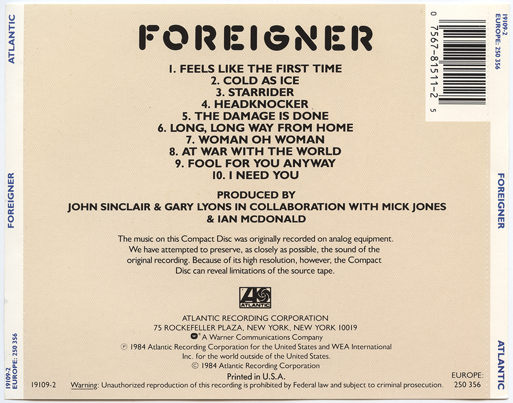 Foreigner CD